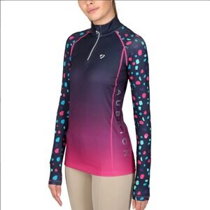 NWT Shires Aubrion Hyde Park Cross Country Shirt Purple Pink Spot Equestrian L